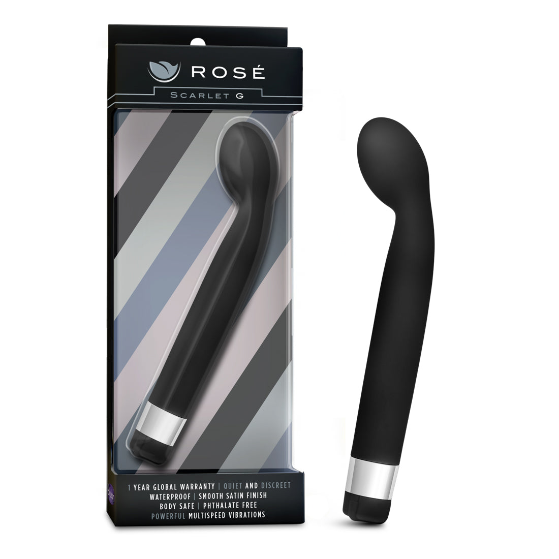 Rose Scarlet G Black G-Spot Vibrator Waterproof 7 Inch Black Vibrators