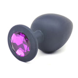 Black Silicone Anal Plug Large with Purple Diamond