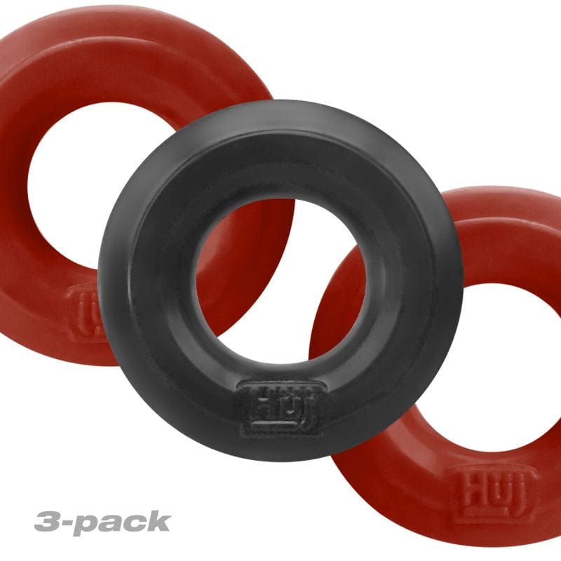 3 Piece Cock Rings by Hunky Junk in Red and Tar Ice > Cock Ring > Sets Main image