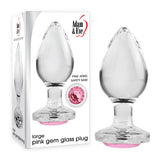 Adam & Eve PINK GEM GLASS PLUG LARGE -  Glass 9.8 cm Large Butt Plug