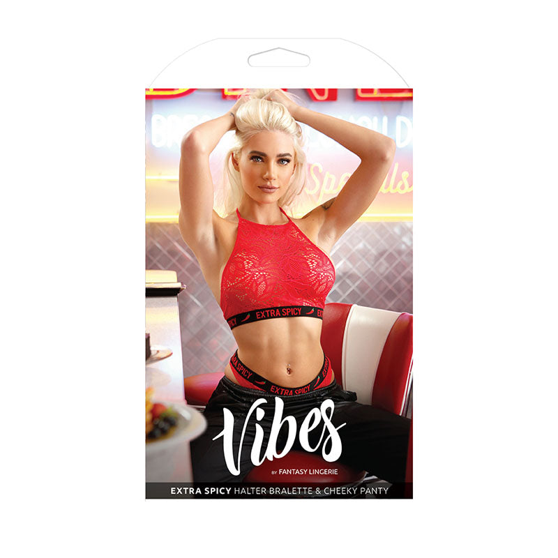 VIBES EXTRA SPICY Halter Bralette & Cheeky Panty -  - M/L Size