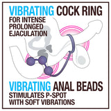 Anal Adventures Platinum Anal Beads & Vibrating C-Ring