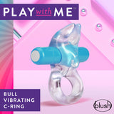 Play with Me Bull Vibrating Cock Ring Blue