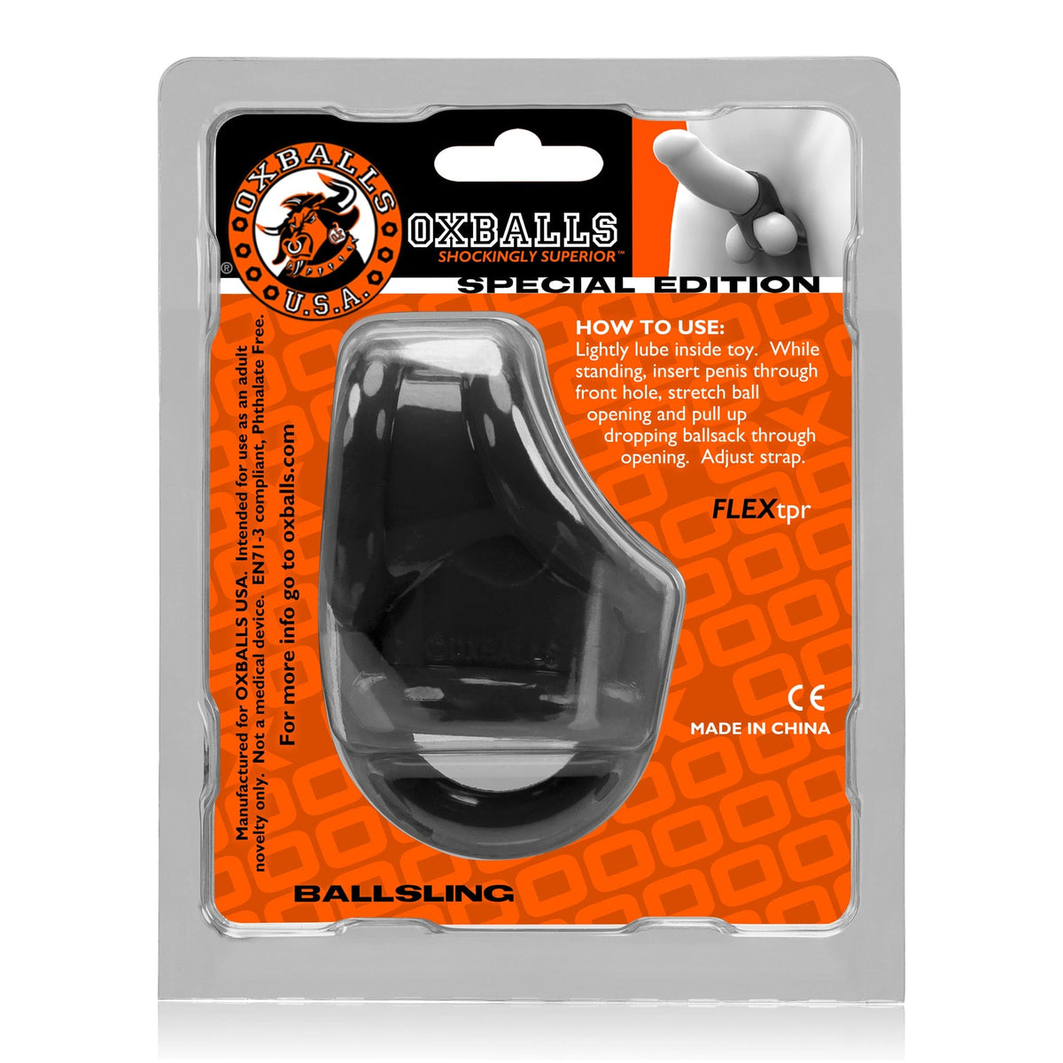 Ballsling Ball Split Sling in Black > Cock Ring > Sling