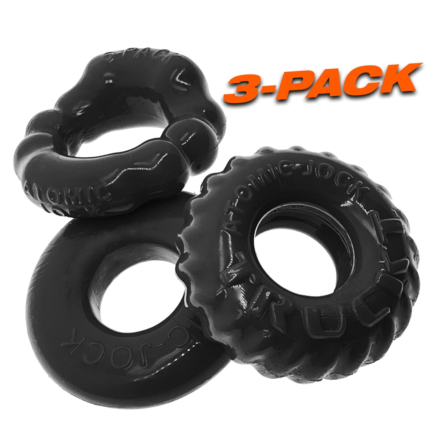 Bonemaker Three Piece Cockring Set (Black) – Ultra-Soft Stretchy Cockring Set Secondary image