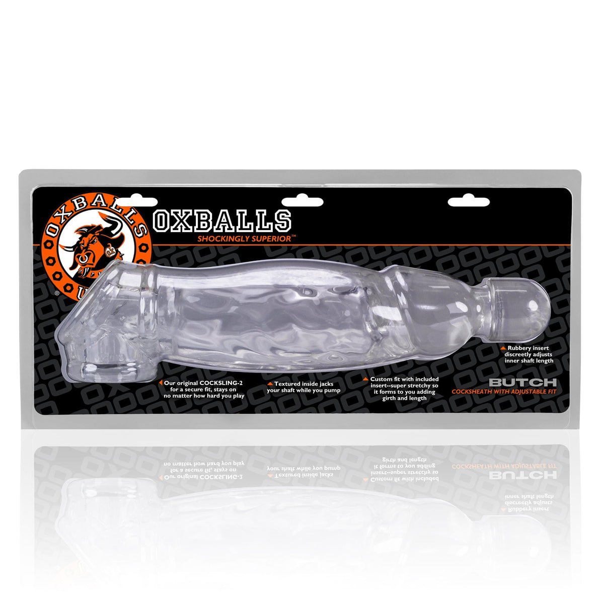 Butch Cocksheath Clear 8.5 Inch Length Enhanced Girth Sleeve > Sex Toys For Men > Penis Sleeves
