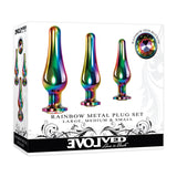 Evolved Rainbow Metal Plug Set -  Butt Plugs - Set of 3 Sizes