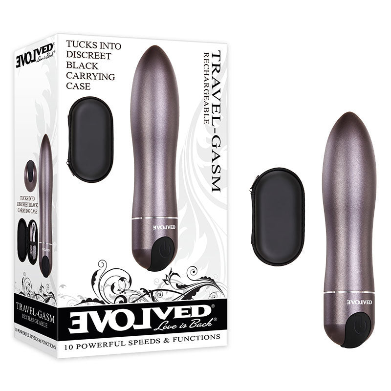 Evolved Travel-Gasm - Gray 9 cm USB Rechargeable Bullet with Travel Case