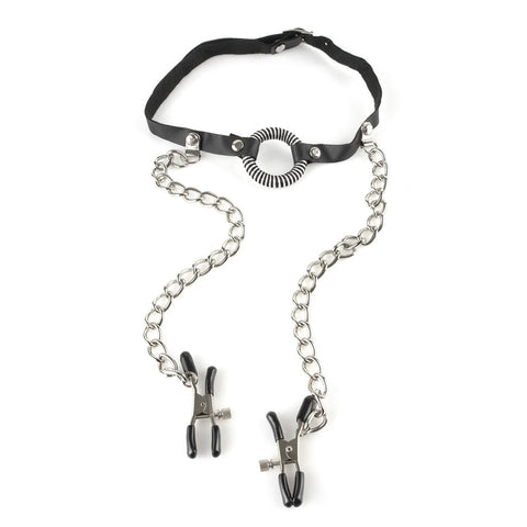 Fetish Fantasy Series O Ring Gag with Nipple Clamps Body Restraints > Bondage Gear > Restraints
