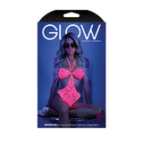 GLOW IMPRESS ME Cut-out Lace Bodysuit with Open Caged Back - Glow in Dark  - M/L Size