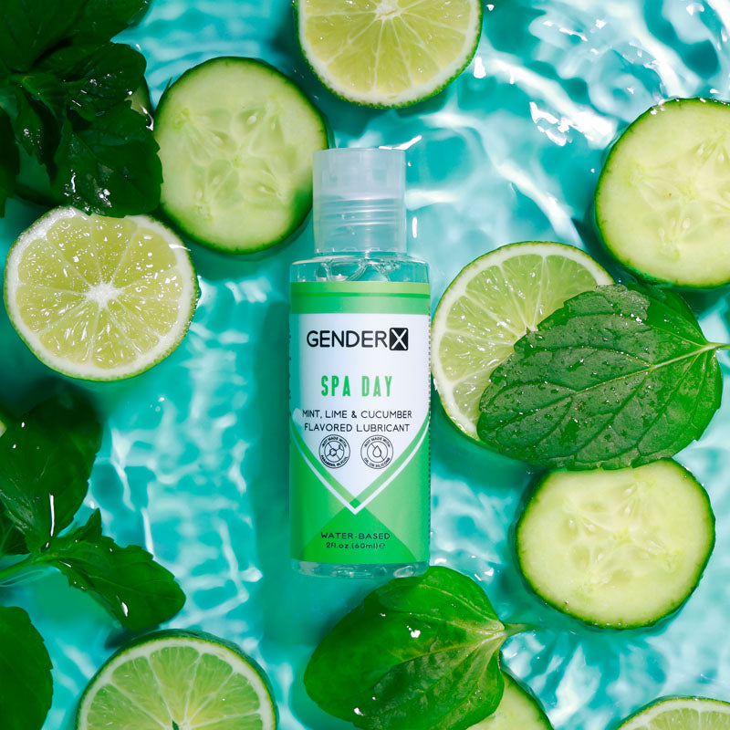 Gender X SPA DAY Flavoured Lube - 60 ml - Mint, Lime & Cucumber Flavoured Water Based Lubricant