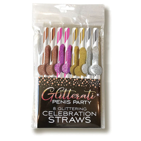 Glitterati Penis Celebration Straws 8 Pack for Party Fun Gag Gifts & Novelties