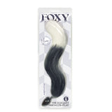 Foxy Fox Tail Silicone Butt Plug - Grey with White Tip - 46 cm Tail