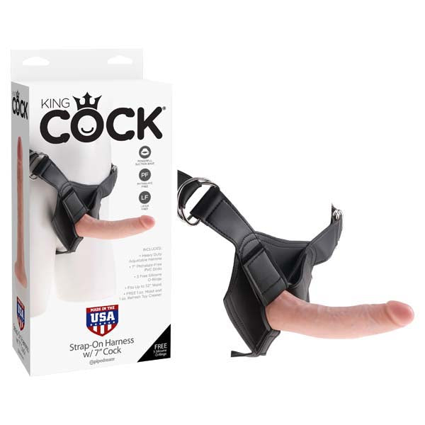 King Cock Strap-On Harness with 7 Inch Realistic Silicone Cock – 7 Inch Strap-On > Dildos > Strap On Harnesses