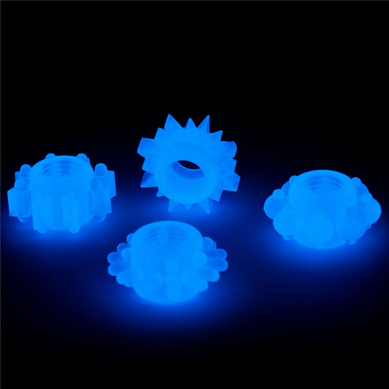 Lumino Play Penis Rings 4 Pack - Glow in the Dark  Cock Rings - Set of 4