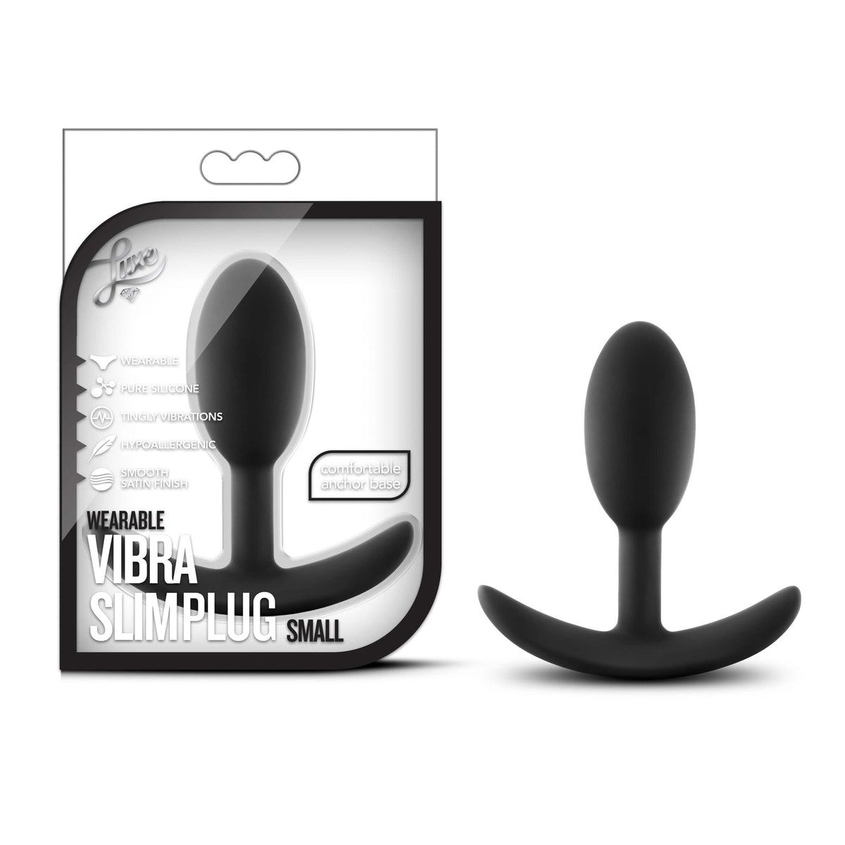 Luxe Wearable Vibra Slim Plug Small Black 3.5 Inch Length > Anal Range > Vibrating Butt Plugs