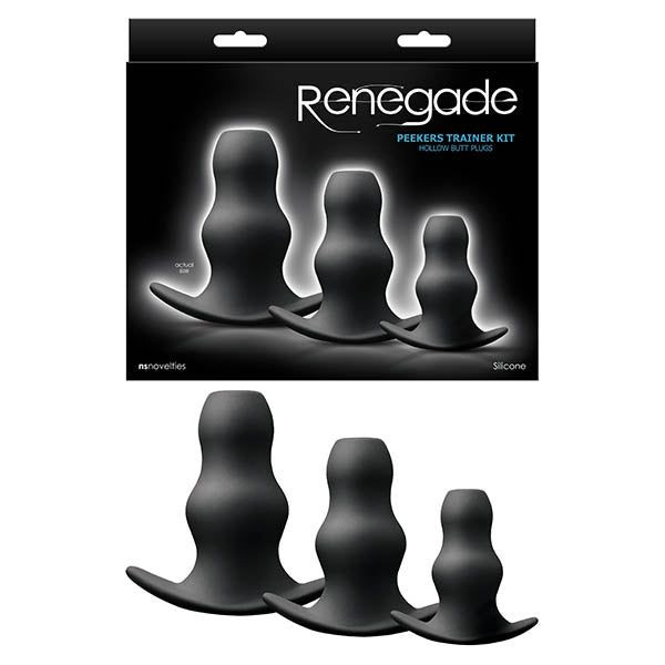 Renegade - Peeker Kit - Black Hollow Butt Plugs - Set of 3 Sizes
