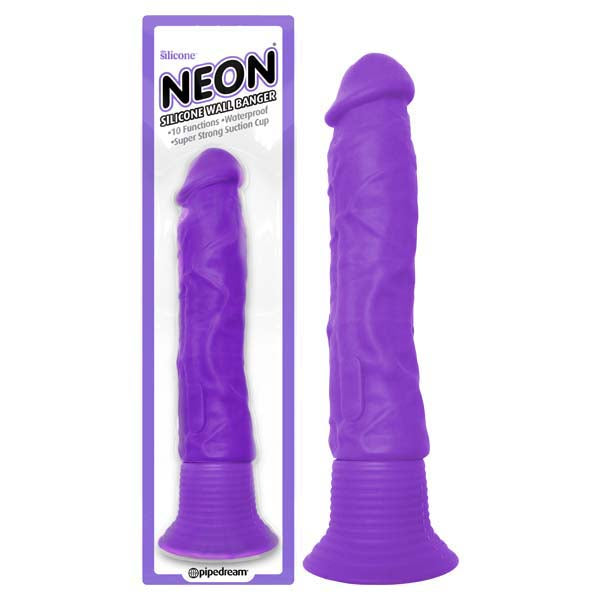 Neon Silicone Wall Banger 15.2 cm (6'') Vibrating Dong with Suction Cup Purple Dildos & Dongs