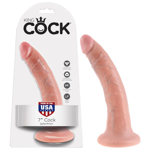 King Cock 7 Inch Dong Realistic Sex Toy 17.8 cm Beige Dildos & Dongs