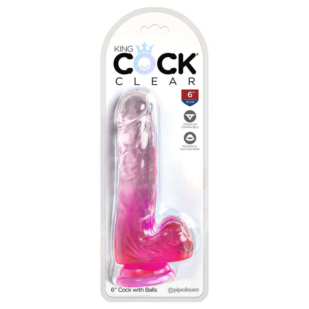 King Cock Clear 6'' Cock with Balls -
