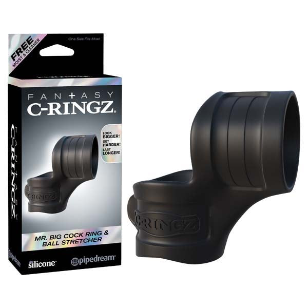 Fantasy C-ringz Mr Big Cock Ring And Ball Stretcher Size M Black Ball Stretcher