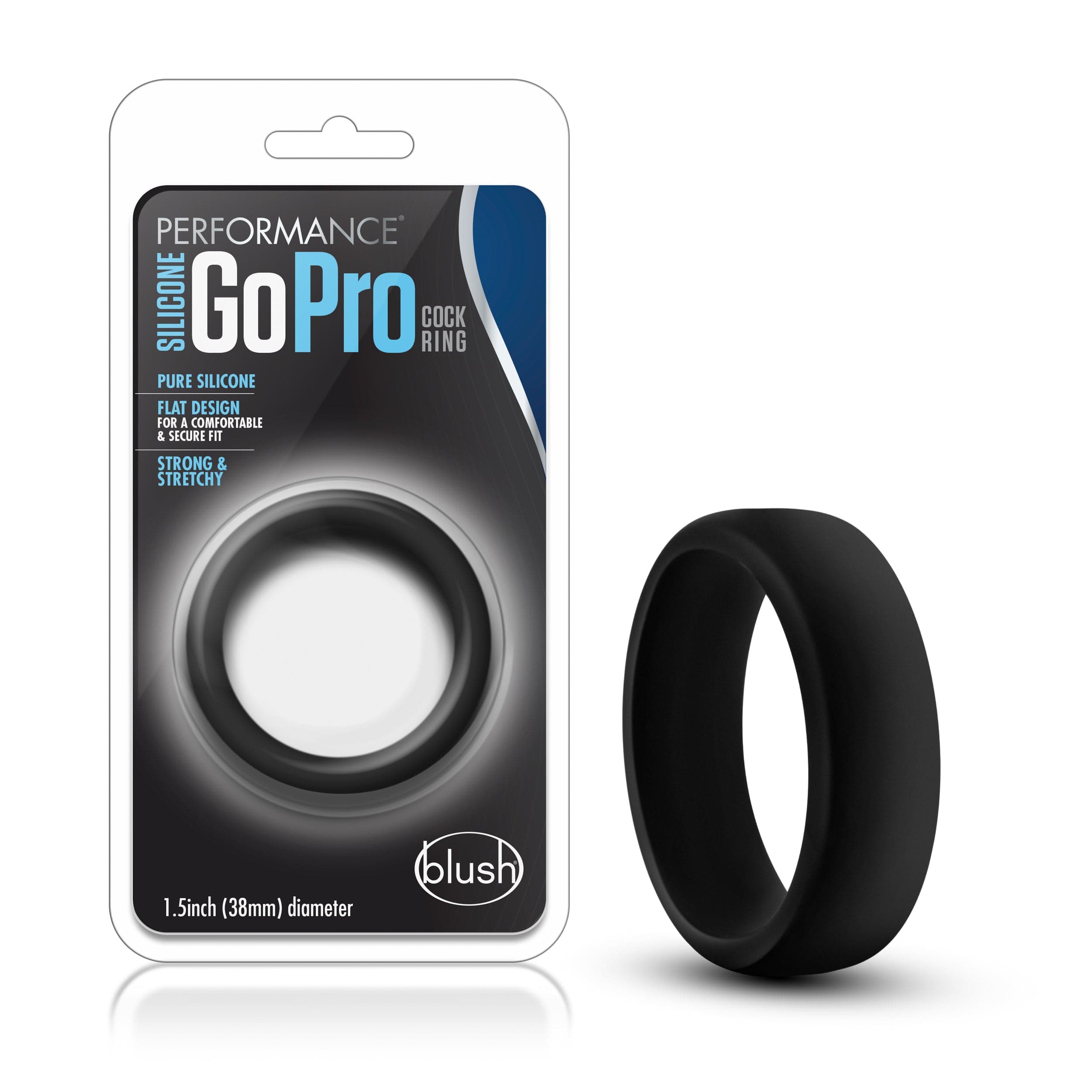 Performance Silicone Go Pro (Black) – Comfort Silicone Cock Ring 1.5 Inch Diameter Secondary image
