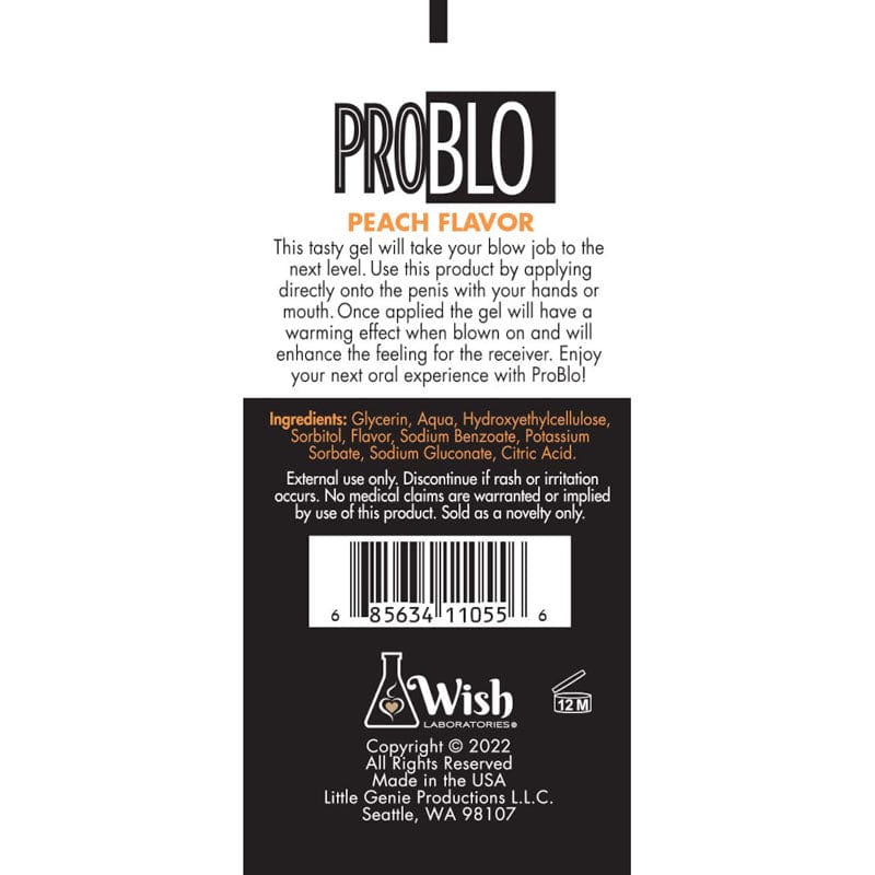 ProBlo Oral Pleasure Gel Peach Flavoured Blowjob Gel 29ml Tube > Lube > Oral Gels & Sprays