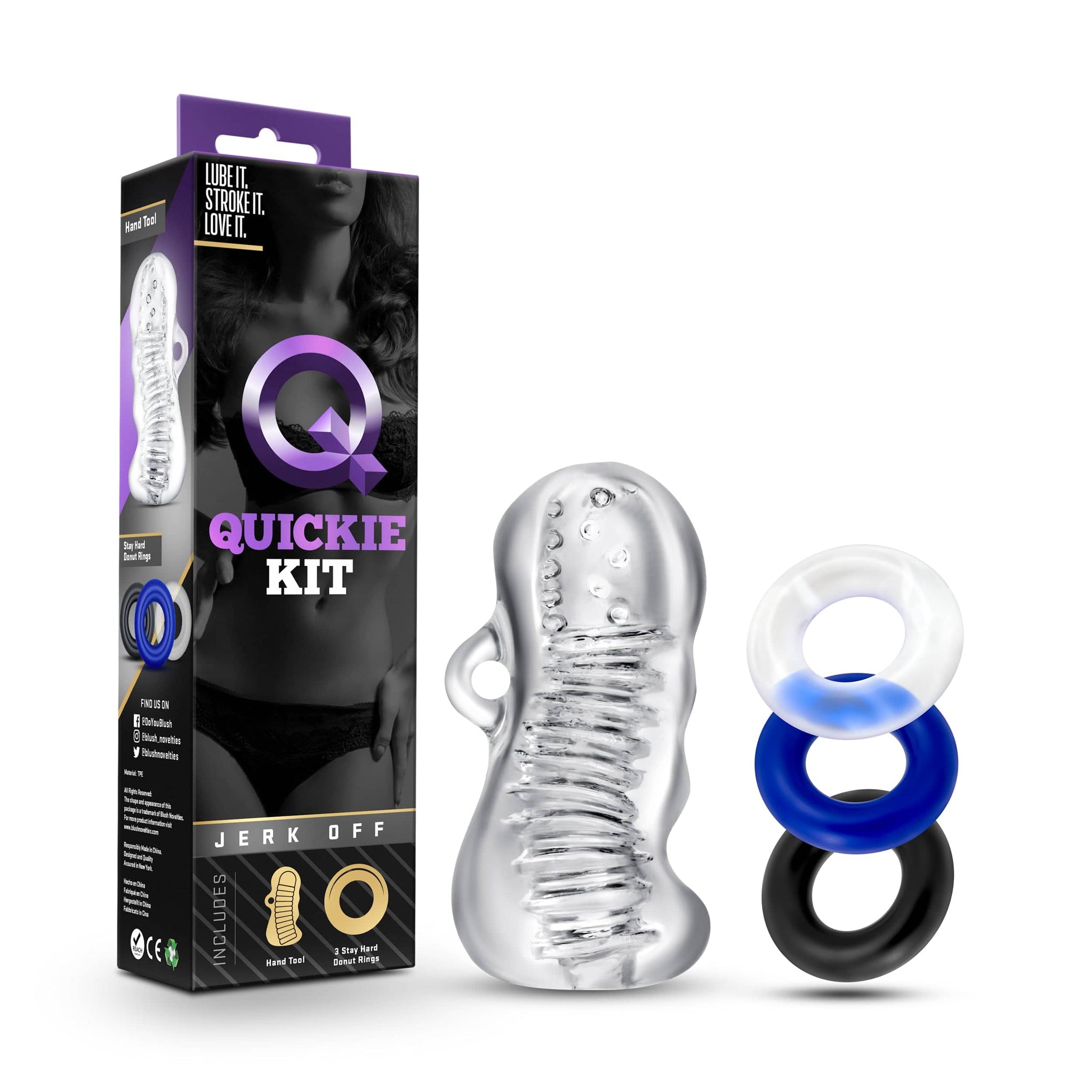 Quickie Kit Jerk Off Clear Stroker with Cock Rings > Sex Toys For Men > Masturbators > Manual