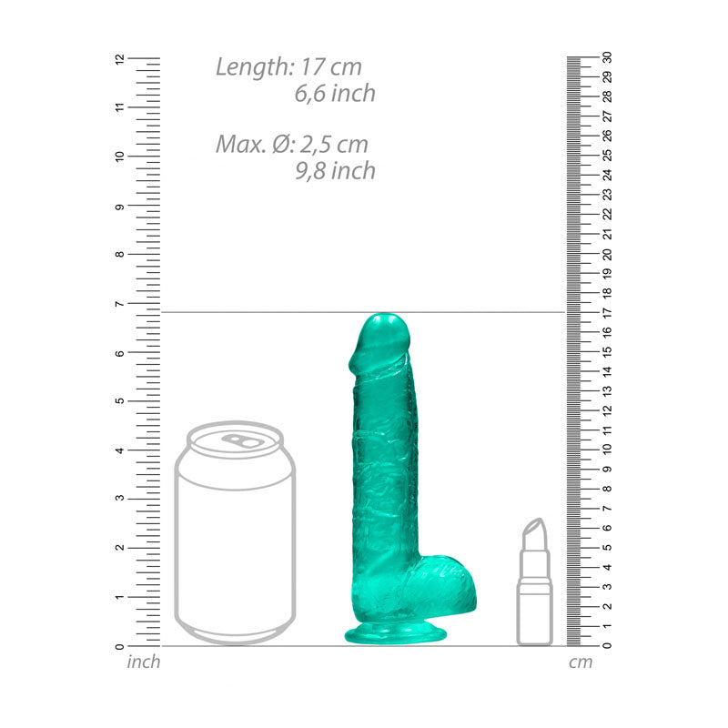 RealRock 6'' Realistic Dildo With Balls - Turquoise