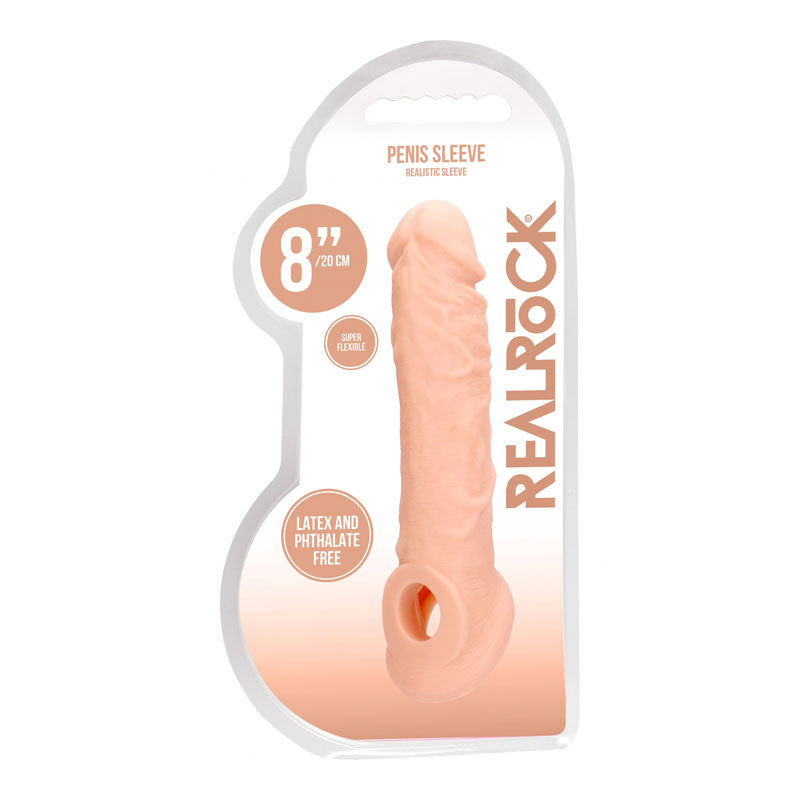 REALROCK 8'' Realistic Penis Extender with Rings -  20.3 cm Penis Extension Sleeve