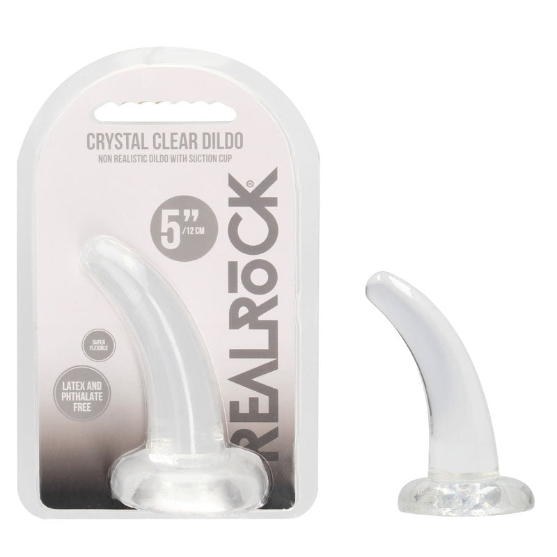 REALROCK Non Realistic Dildo With Suction Cup - 11.5 cm Curved Pegging Dong