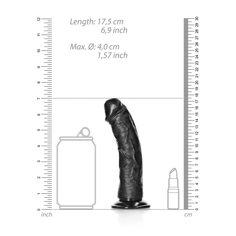 REALROCK Realistic Regular Curved Dildo with Suction Cup - 15.5 cm (6'') Dong