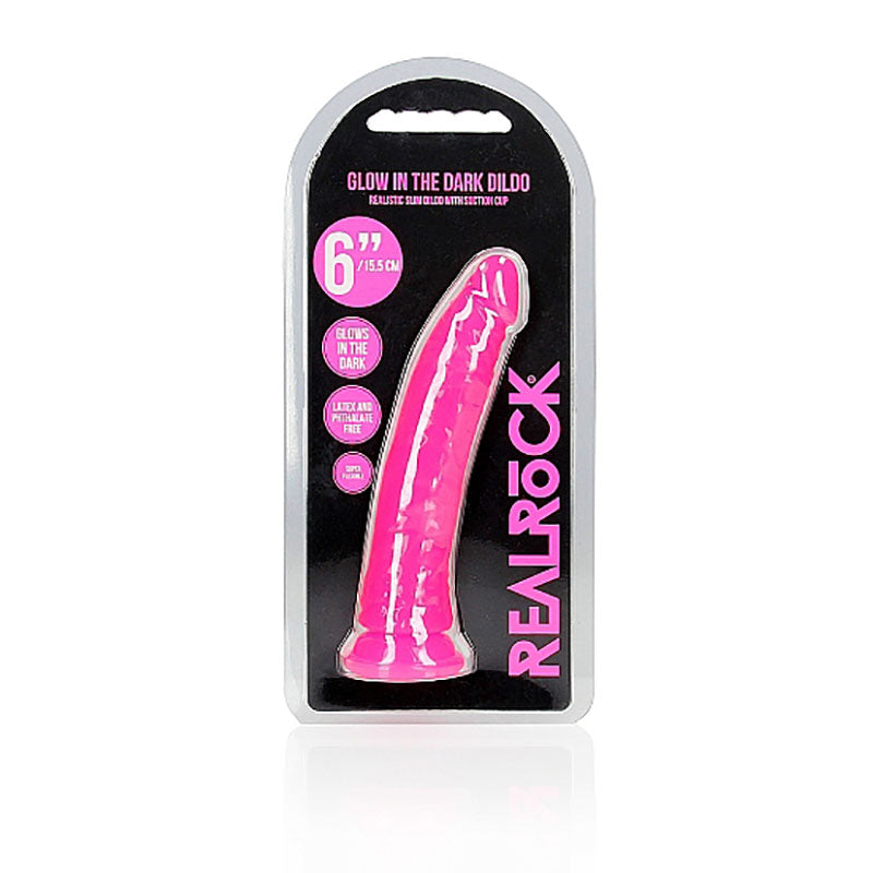 REALROCK 15.5 cm Slim Glow in the Dark Neon - (6'') Dong