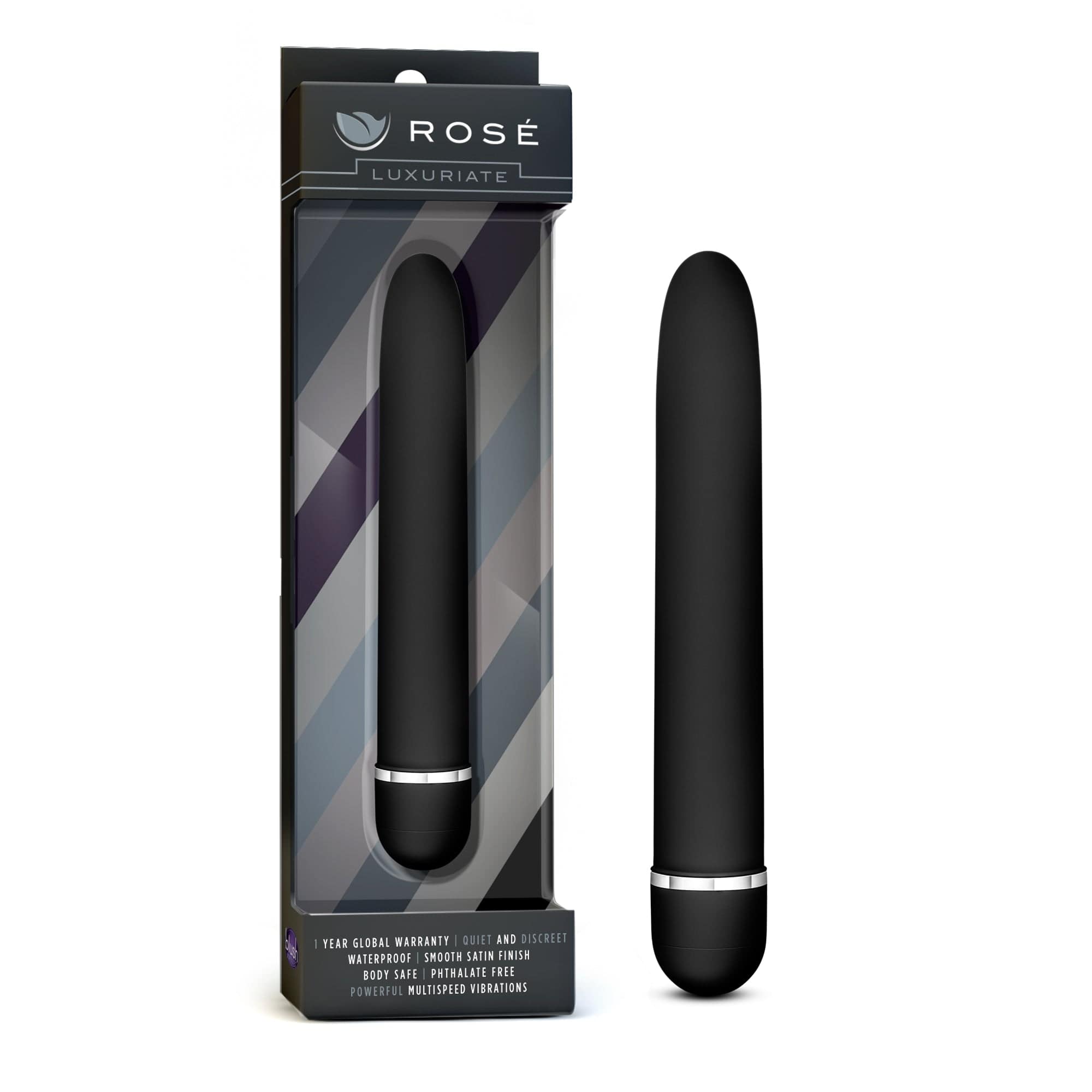 Rose Luxuriate Black Vibrator 7 Inch Multi-Speed Design Secondary image