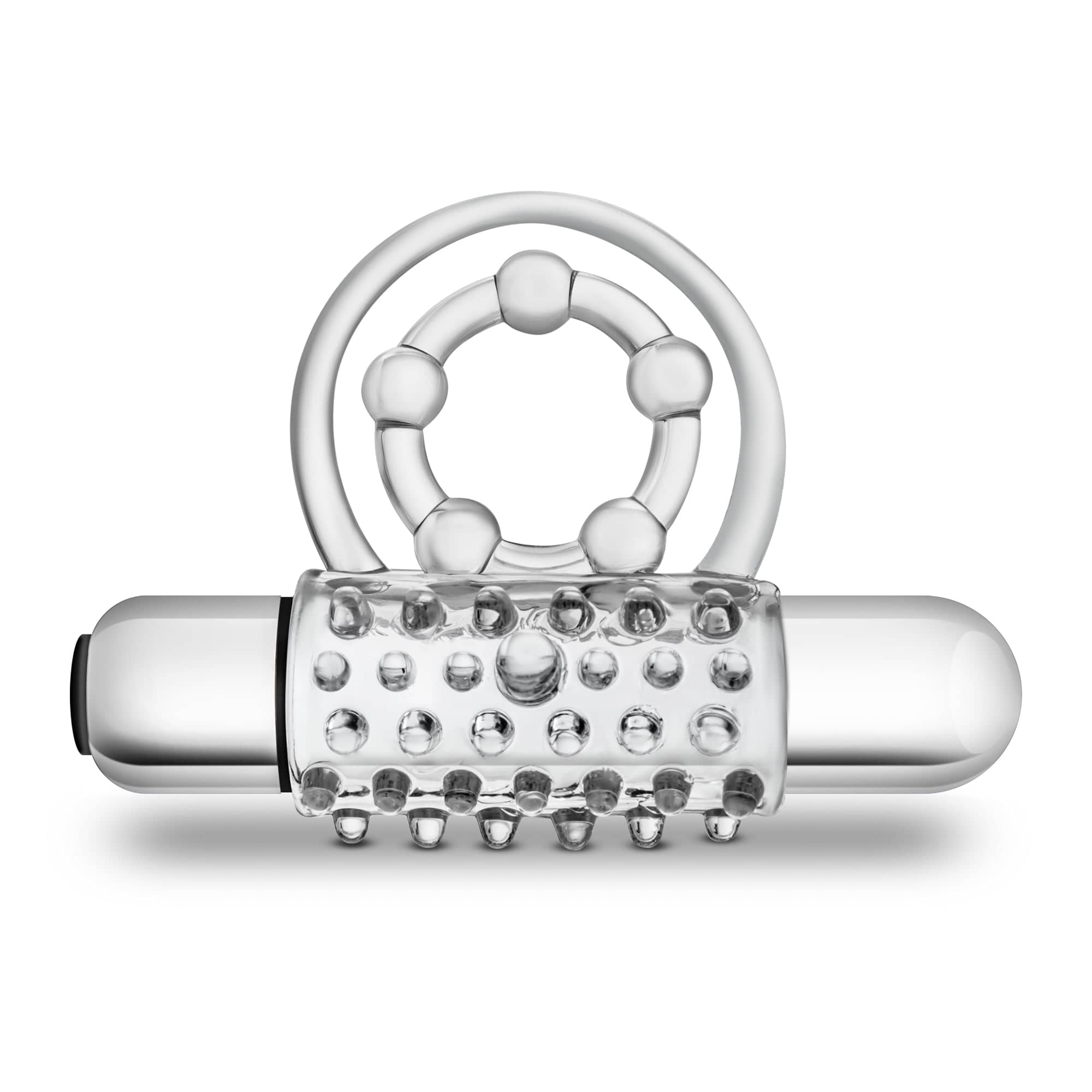 Stay Hard Vibrating Super Clitifier - Vibrating Cock Ring - Clear BULLETS