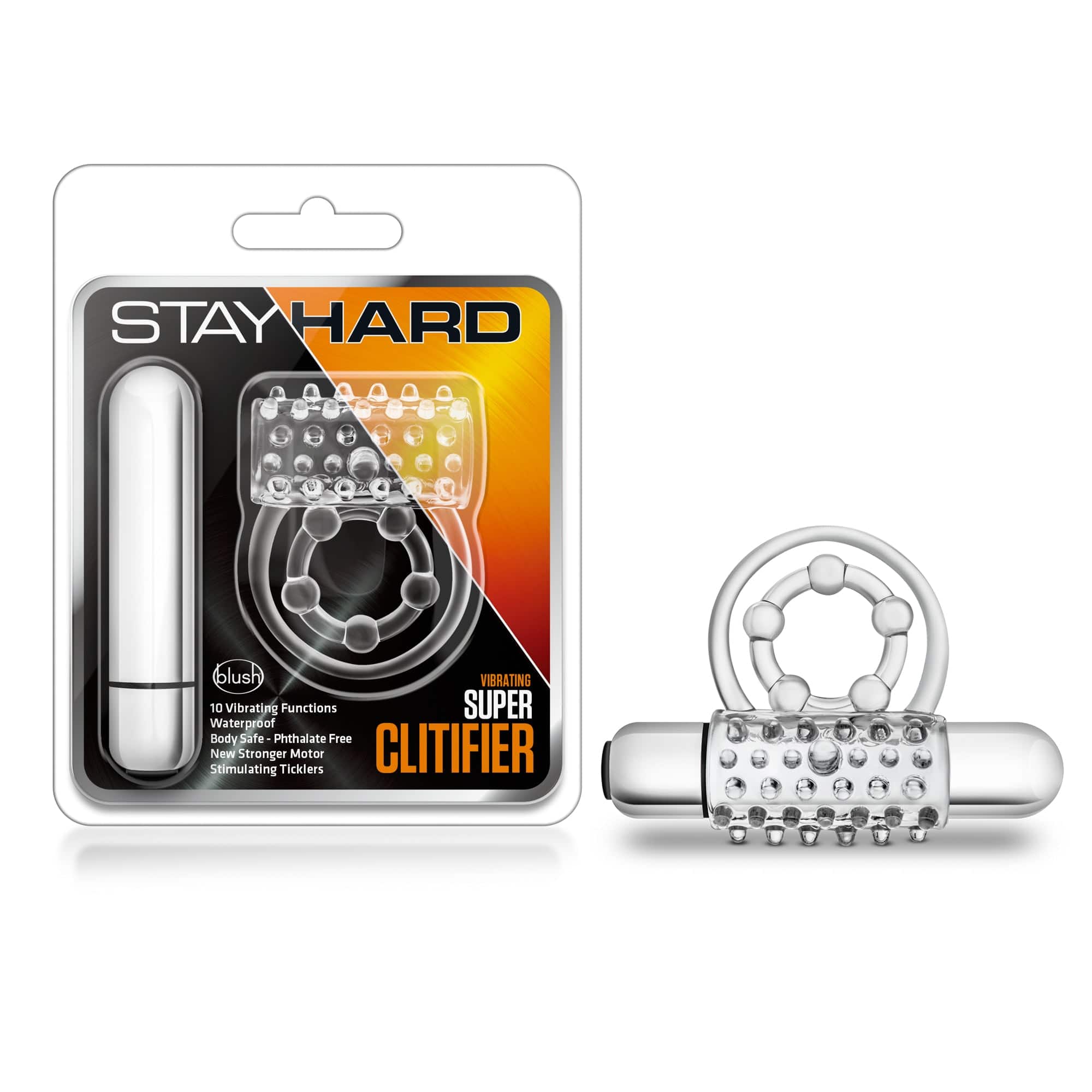 Stay Hard Vibrating Super Clitifier - Vibrating Cock Ring - Clear > Cock Ring > Vibrating Main image