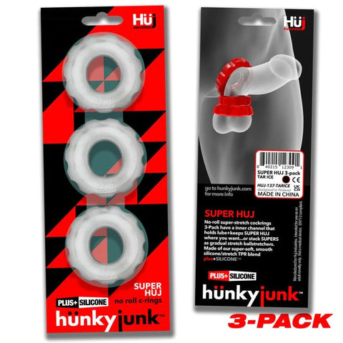 Super Hunkyjunk Three Piece Cockrings Clear Ice COCK RING Set