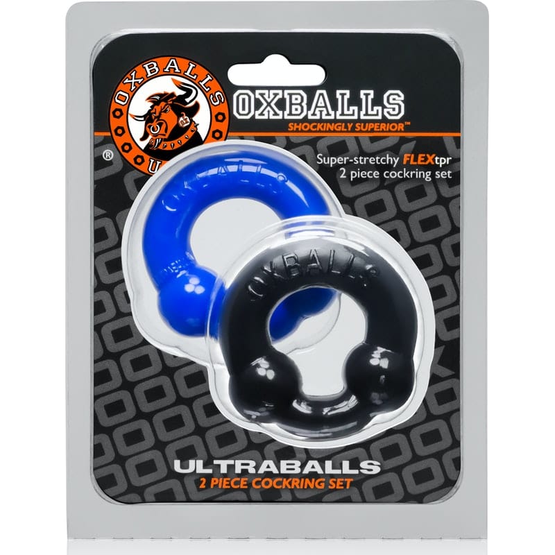 Ultraballs 2 Pack Cockring Black and Police Blue Secondary image