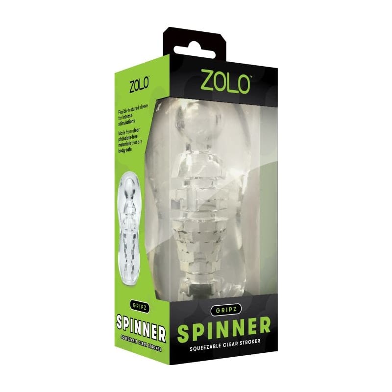 Zolo Gripz Spinner (Clear) – Squeezable Stroker > Sex Toys For Men > Masturbators Cup