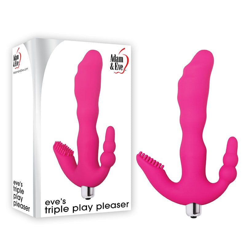 Adam & Eve ANAL TOYS Adam & Eve Eve's Triple Play Pleaser - Pink 17.8 cm Vibrator with Clit & Anal Stims 844477015088