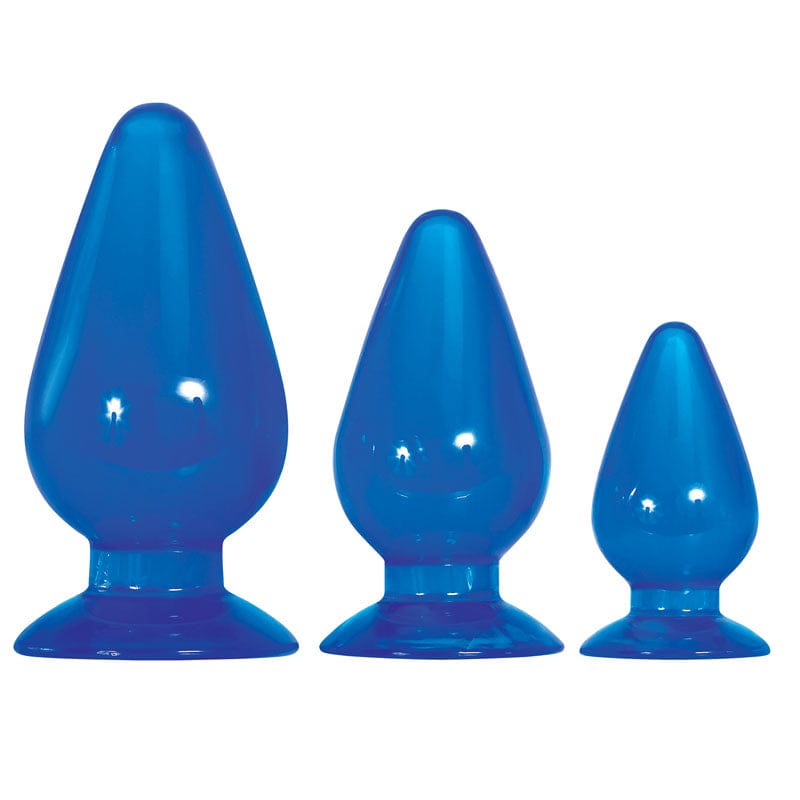 Adam & Eve ANAL TOYS Blue Adam & Eve Big  Jelly Backdoor Playset -  Butt Plugs - Set of 3 Sizes 844477017839