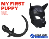 Adult Stuff Warehouse My First Puppy - Puppy Play Mask Black and OxBalls Puppy Tail Buttplug