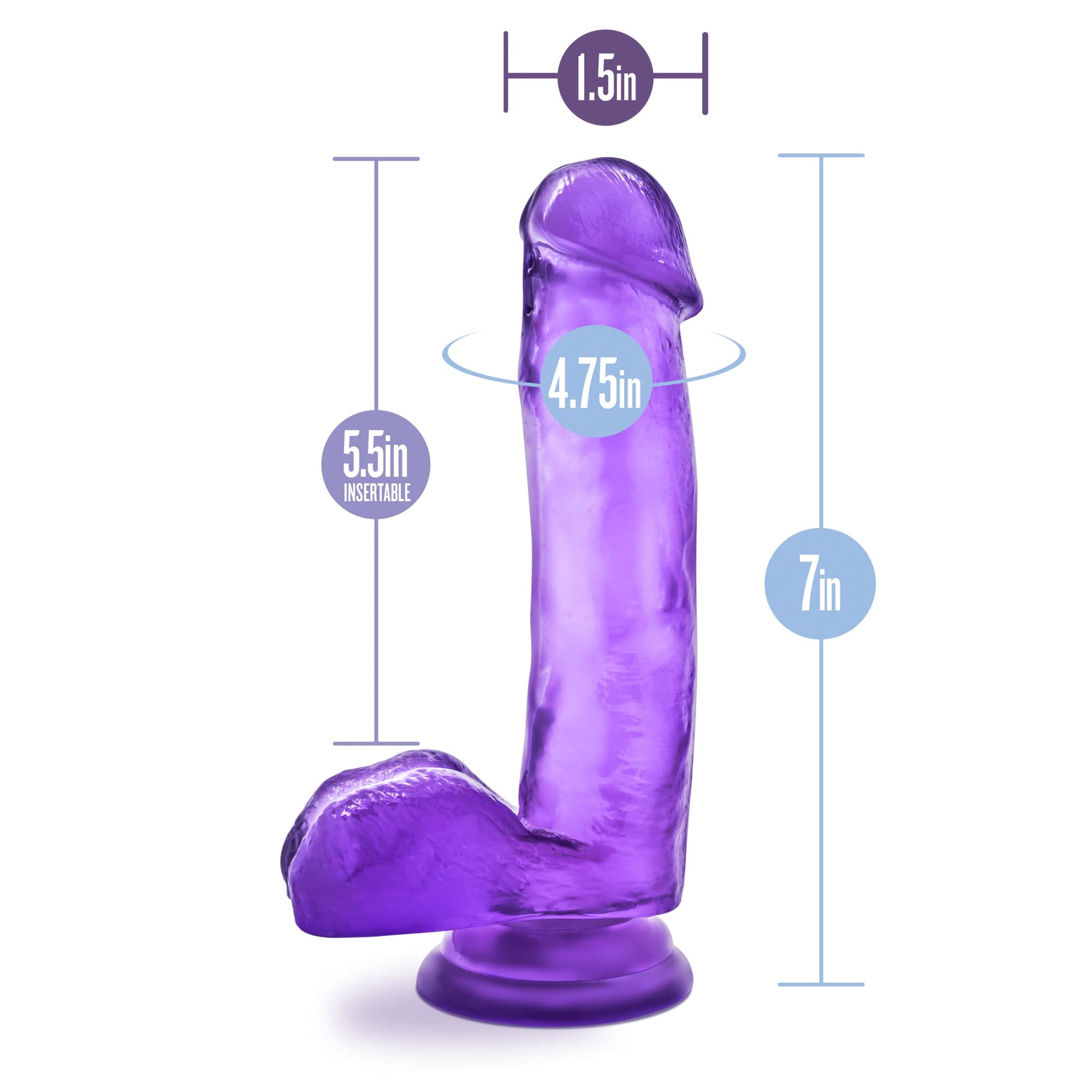B Yours Sweet N Hard Purple Realistic 7 Inch Dildo with Suction Cup Secondary image