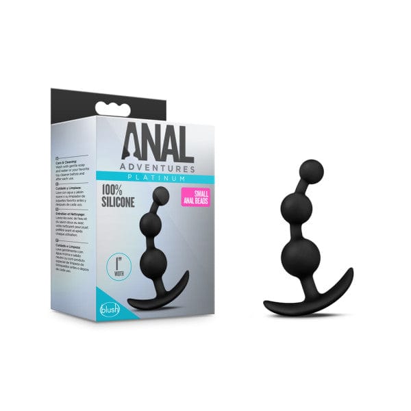 Blush Novelties ANAL TOYS Anal Adventures Platinum Small Anal Beads - Black 13.3 cm (5.25'') Silicone Anal Beads 819835025993