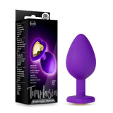 Blush Novelties ANAL TOYS Purple Temptasia Bling Plug - Medium -  8.3 cm (3.25'') Butt Plug with Heart Jewel 819835024477