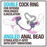 Blush Novelties COCK RINGS Black Anal Adventures Platinum Anal Plug & Vibrating C-Ring -  Vibrating Cock Ring with Anal Plug 819835026525