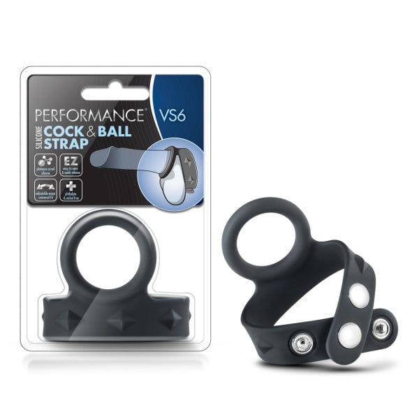 Blush Novelties COCK RINGS Performance VS6 Silicone Cock & Ball Strap - Black Cock Ring with Adjustable Ball Strap 850002870138