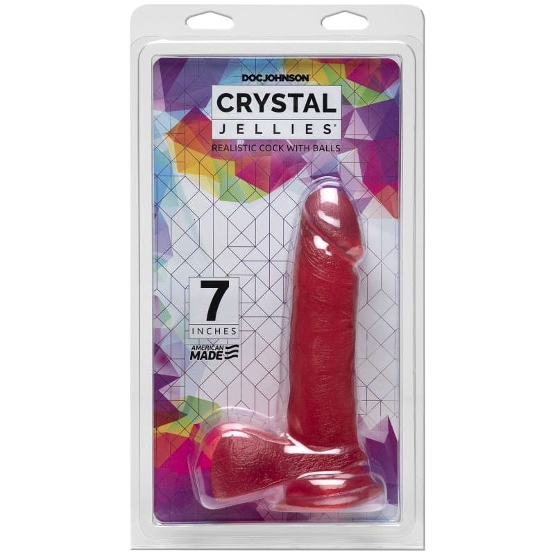 Crystal Jellies Adult Toys Pink 7 in Realistic Cock With Balls Pink 782421785611