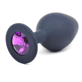 Daytona Adult Toys Black Black Silicone Anal Plug Medium w/ Purple Diamond RY048B