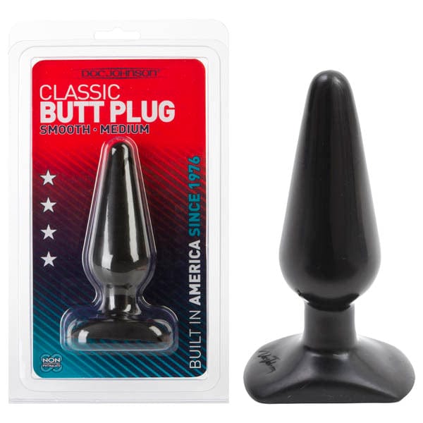 Doc Johnson ANAL TOYS Black Classic Butt Plug -  14 cm (5.5'') Medium Smooth Butt Plug 782421110604